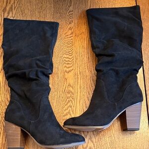Merona Black Suede Heeled Boots
